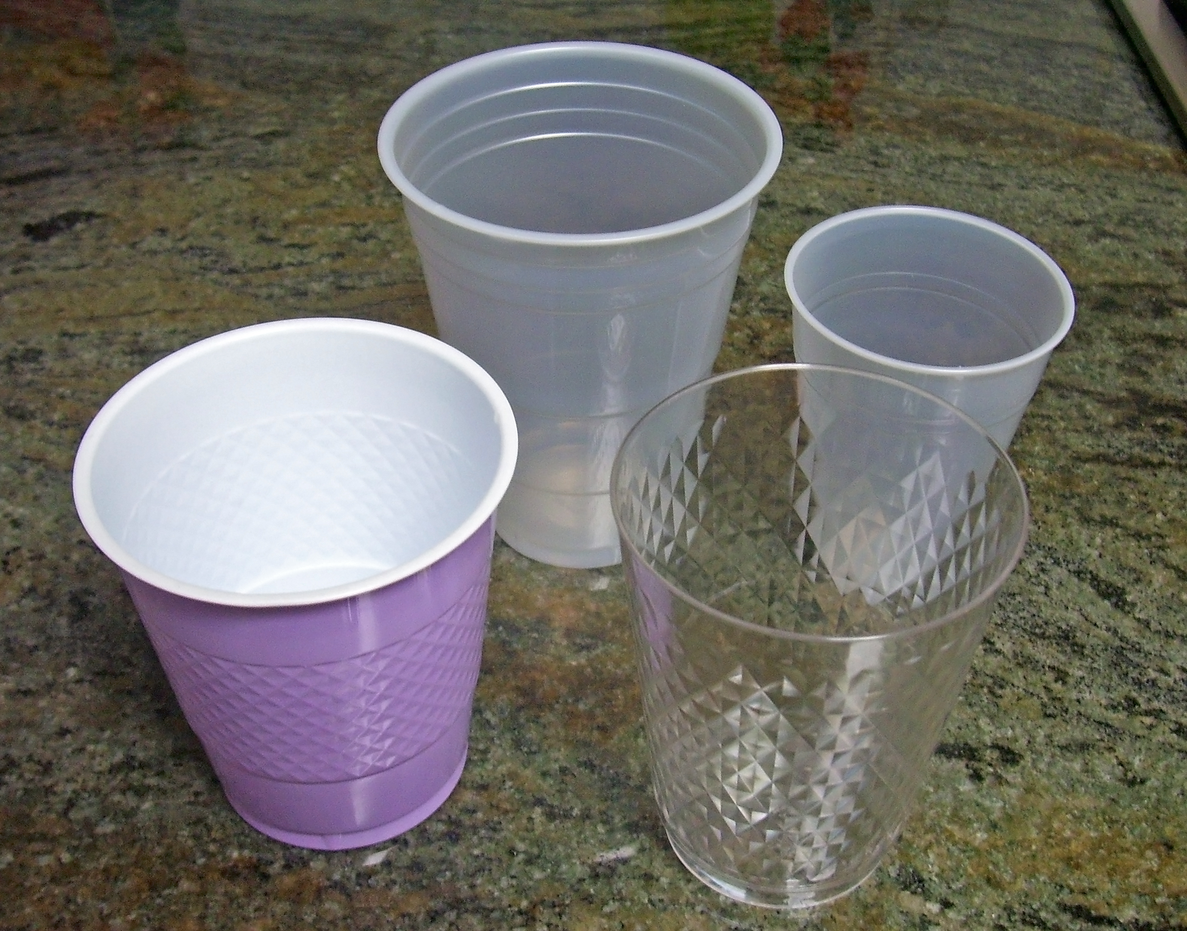 clear red plastic cups