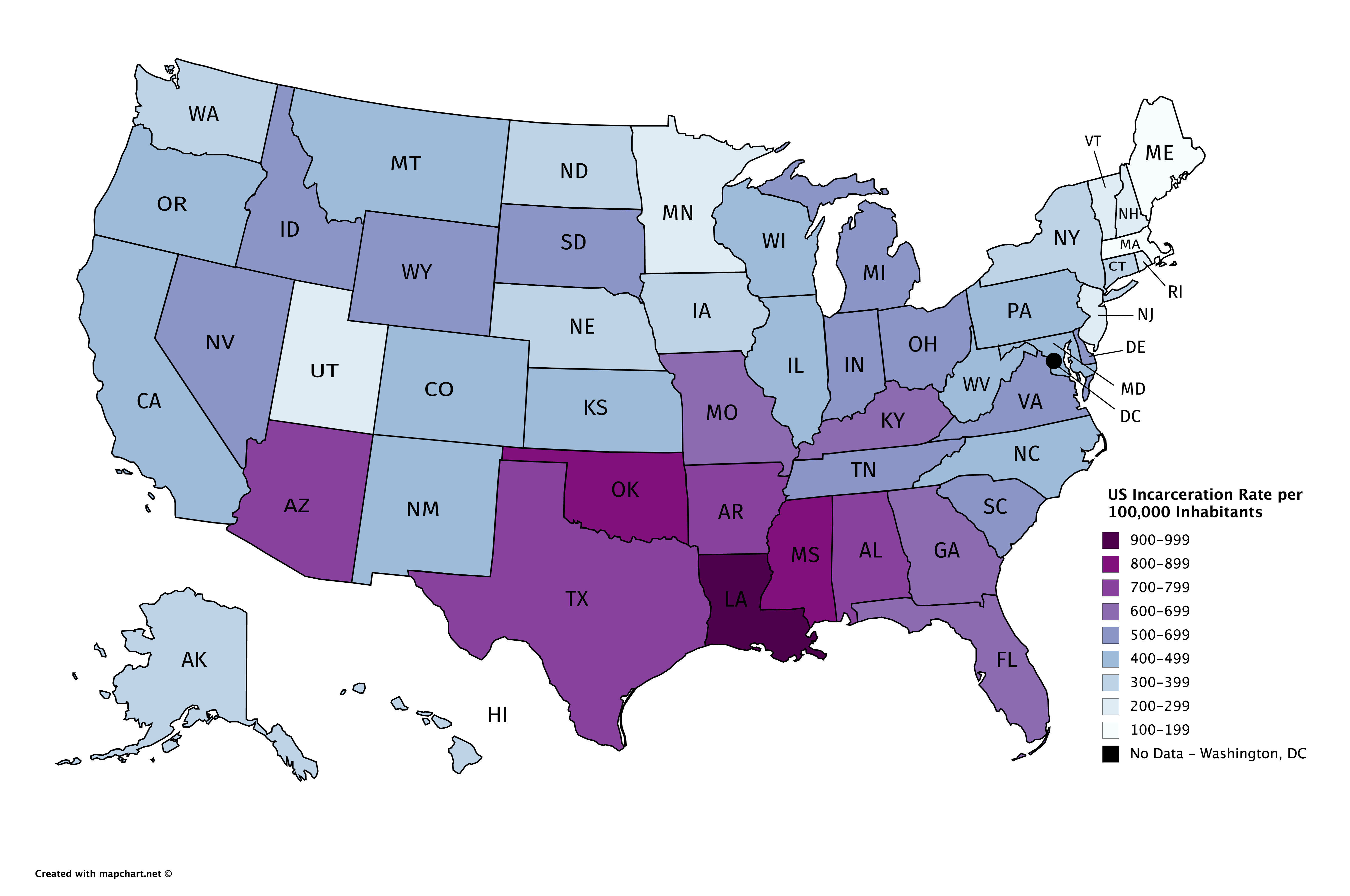 List of U.S. states and territories by incarceration and