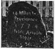 Peleg Arnold's 1774 milestone on Great Road in Rhode Island, United States
