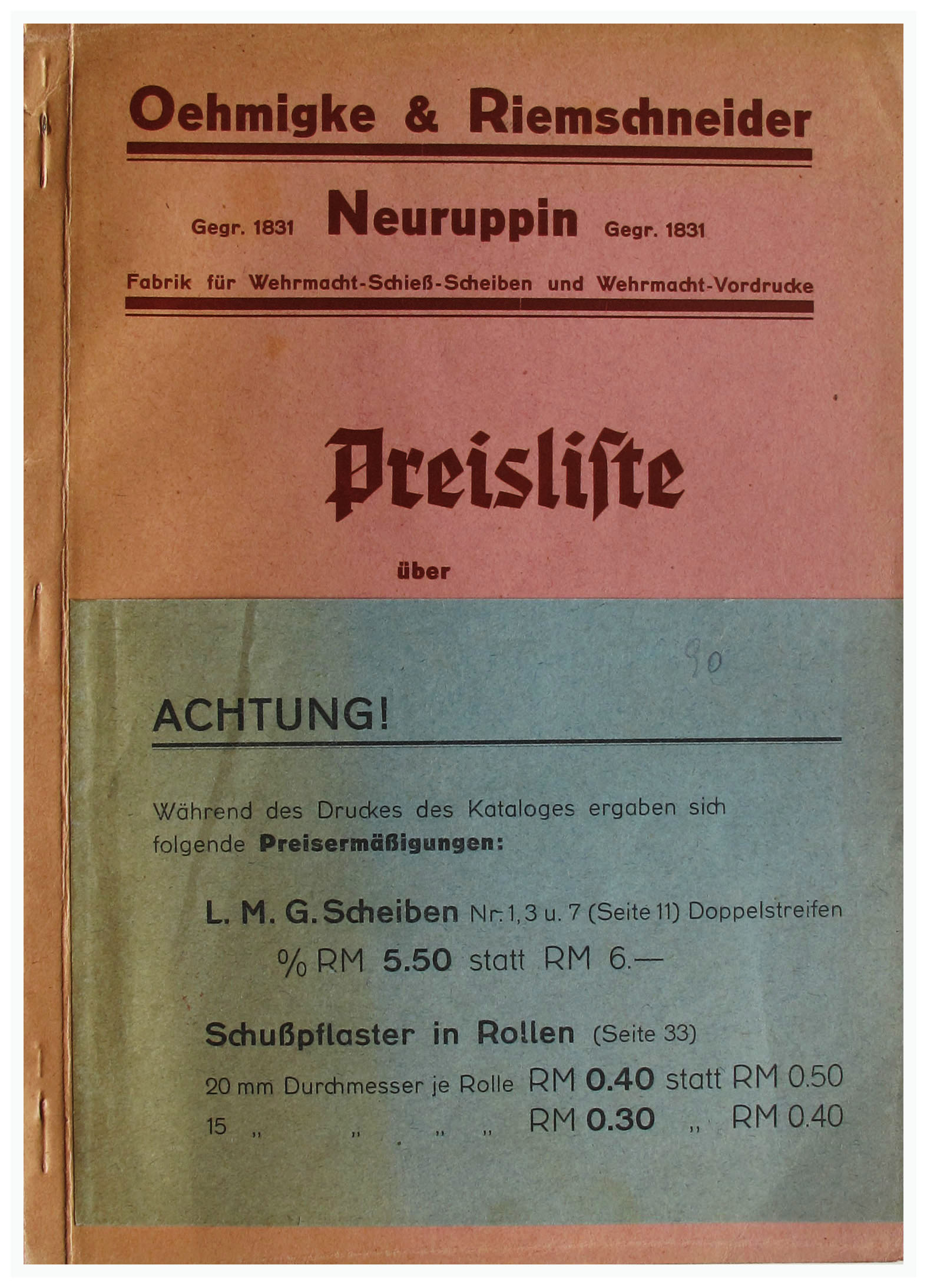 File:1938 Oehmigke & Riemschneider Preisliste über Wehrmacht