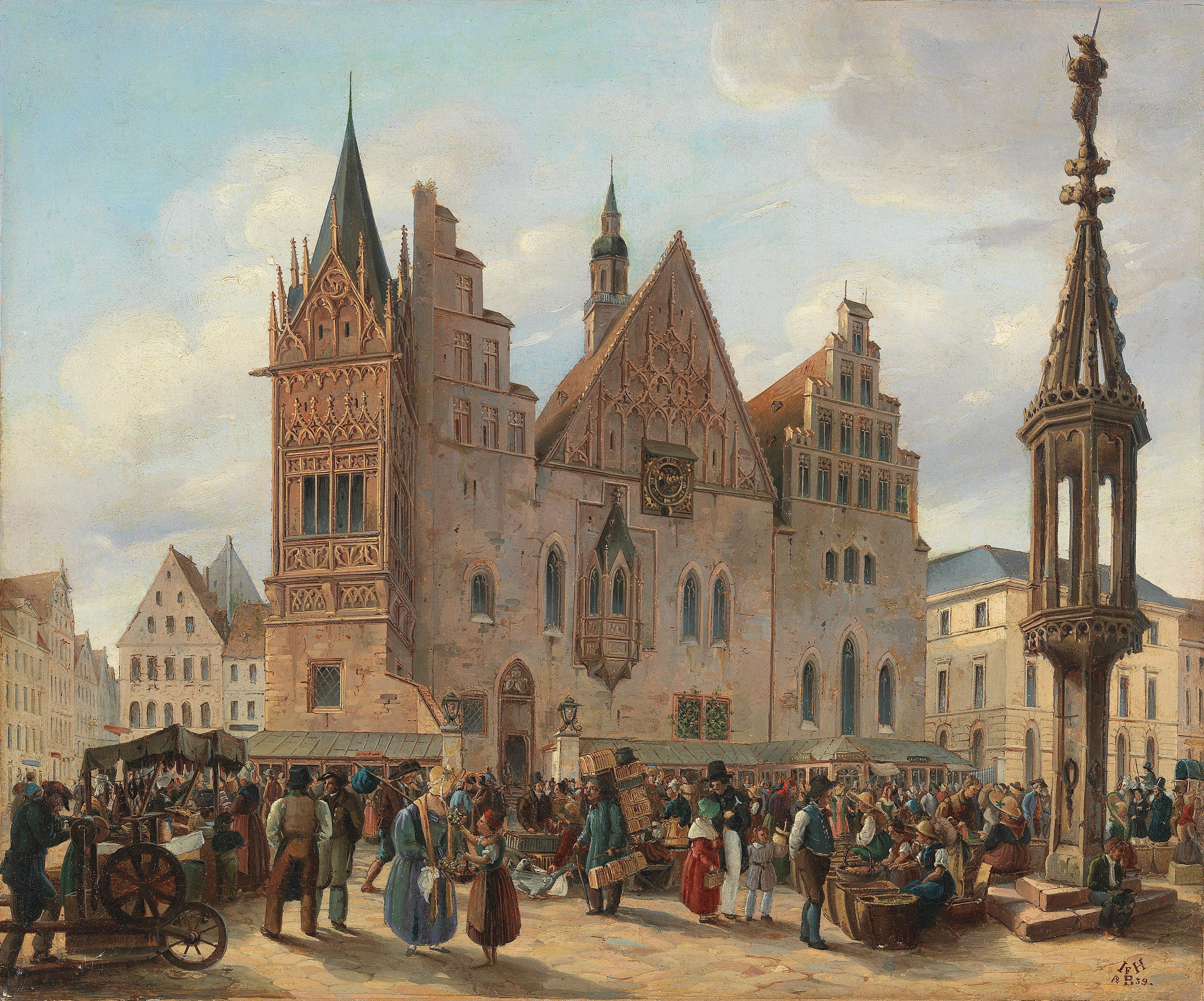 Рыночная площадь ратуша 15 век Европа