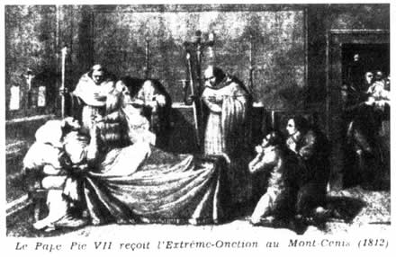 Pius VII receives extreme unction while Napoleon's prisoner in 1812