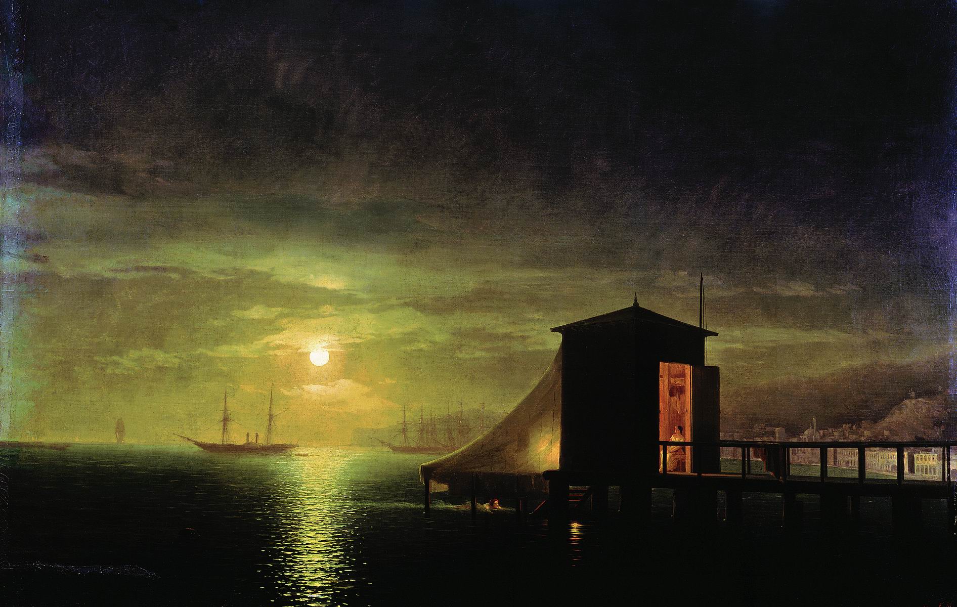 Картина черная ночь айвазовский. Айвазовский Феодосия Лунная ночь. Айвазовский картины Феодосия Лунная ночь.