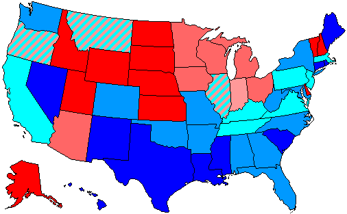 House seats by party holding plurality in state     80.1-100% Democratic    80.1-100% Republican     60.1-80% Democratic    60.1-80% Republican     Up to 60% Democratic    Up to 60% Republican