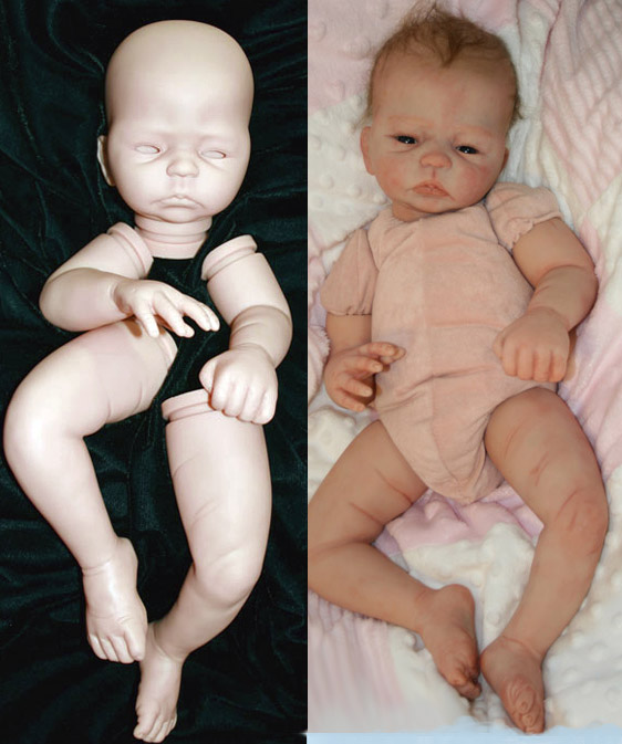 Head + Limbs + Eyes Baby Reborn Kits Handmade DIY Silicone Dolls Making Kit Reborn Baby Doll Kits and Supplies Newborn Baby Molds with Cloth Body 
