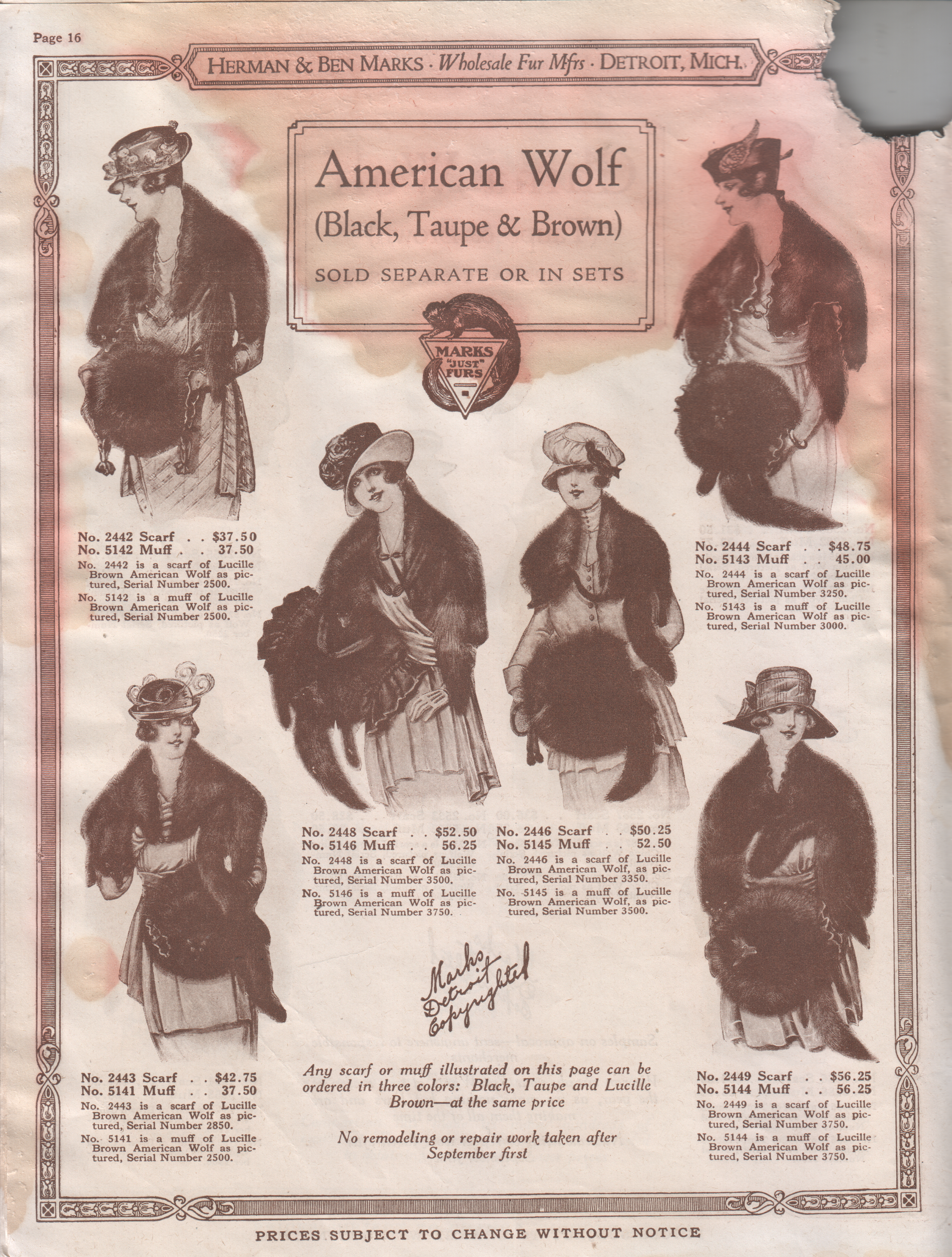 File Herman And Ben Marks Wholesale Fur Makers Detroit Michigan 1918 19 18 Jpg Wikimedia Commons