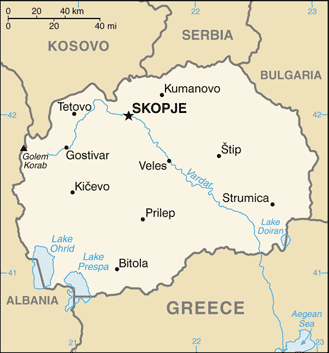 CIA map of North Macedonia
