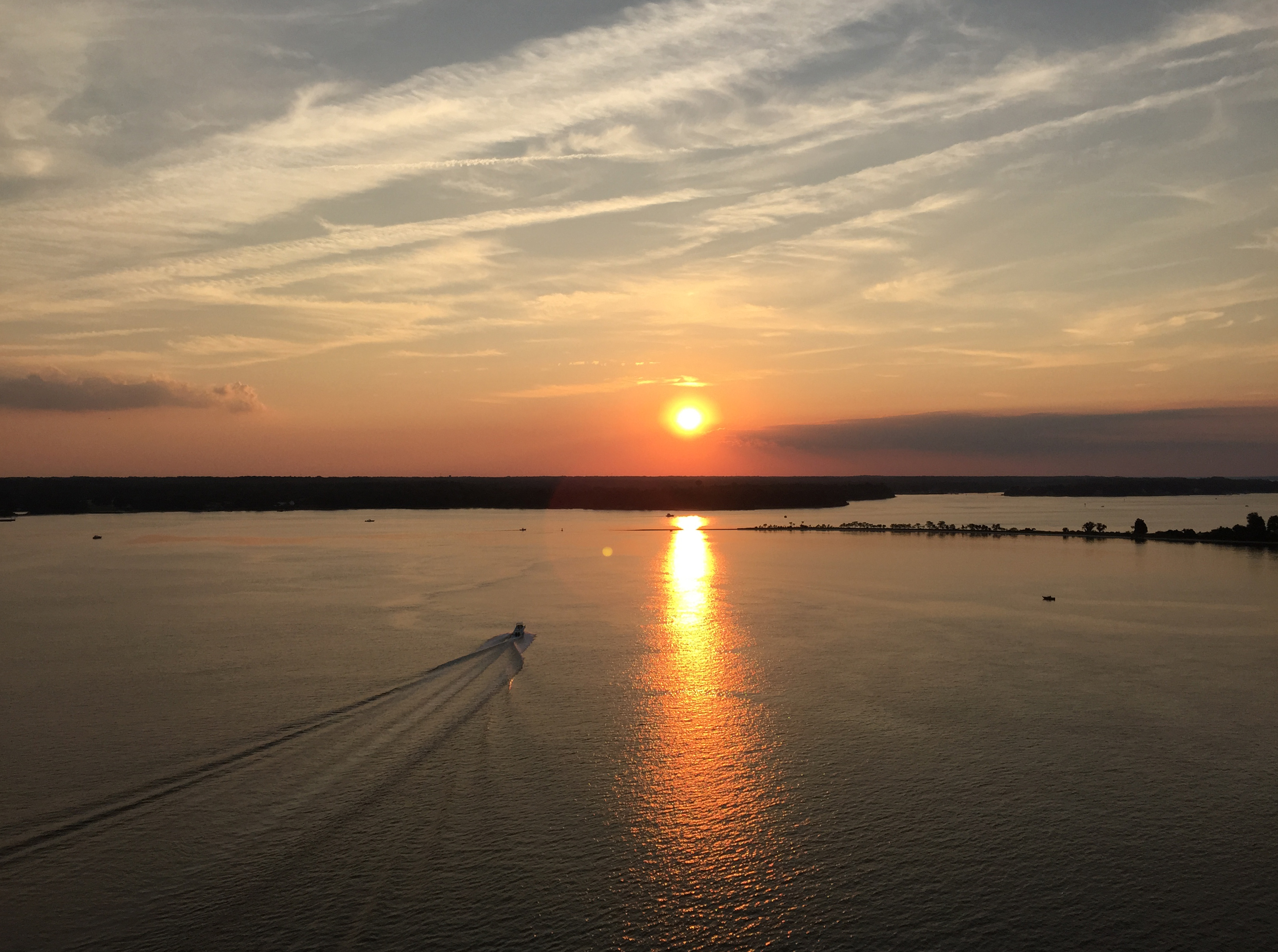 Sunset over the Patuxent River at Solomans Island, Maryland.