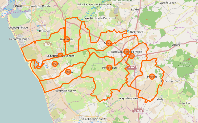 Carte La Haye (Manche) - Commune nouvelle