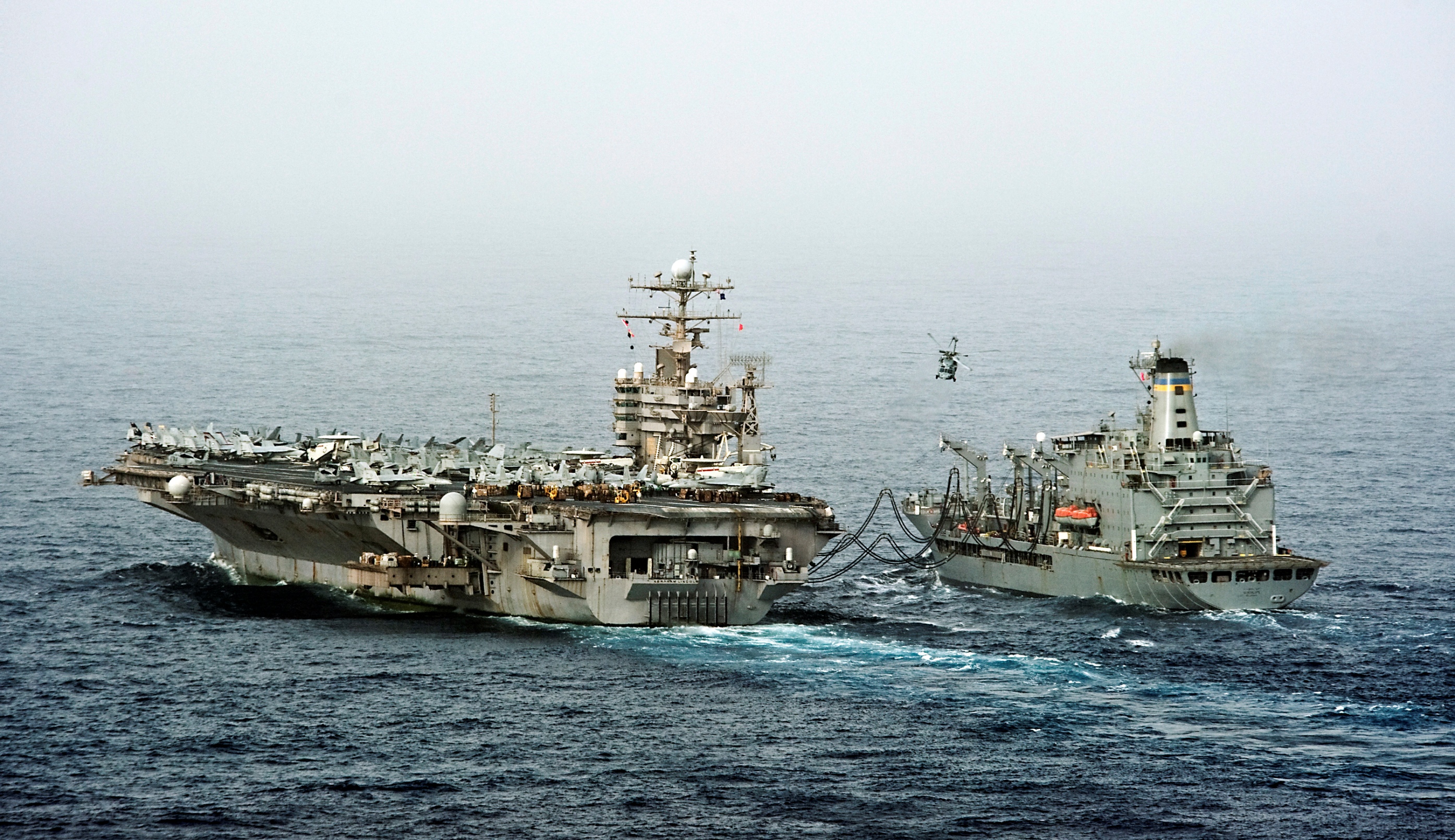 USS Abraham Lincoln USNS Guadalupe and HMS Daring  PHOTO 203-e