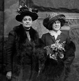 Delegation to the Women's Suffrage Legislature Jane Addams (left) and Miss Elizabeth Burke of the University of Chicago, 1911