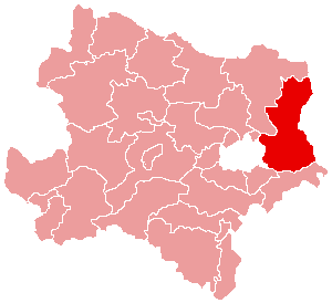 Gänserndorf (distrito) en el mapa