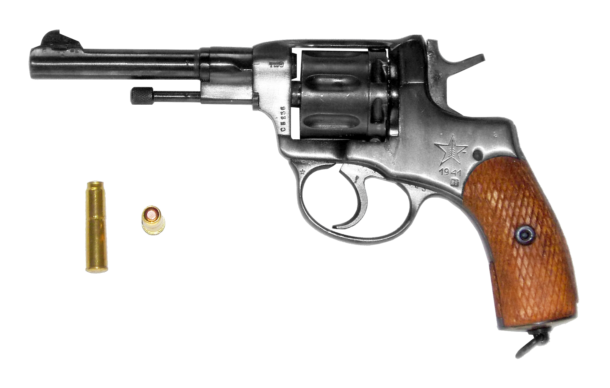 Original WWII Soviet M1985 Nagant revolver wooden grips with screws 