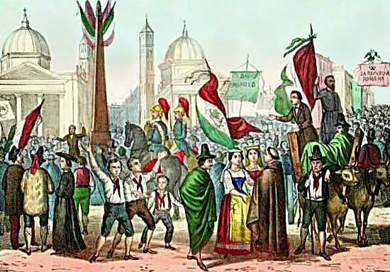 File:Rossetti - Proclamazione della Repubblica Romana, nel 1849, in Piazza del Popolo - 1861.jpg