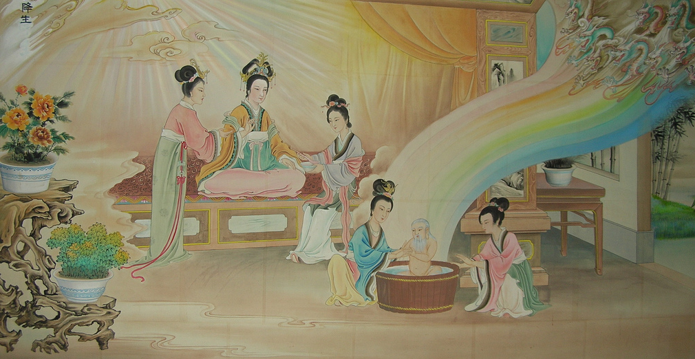 Photo of a painting depicting Birth of Laozi.