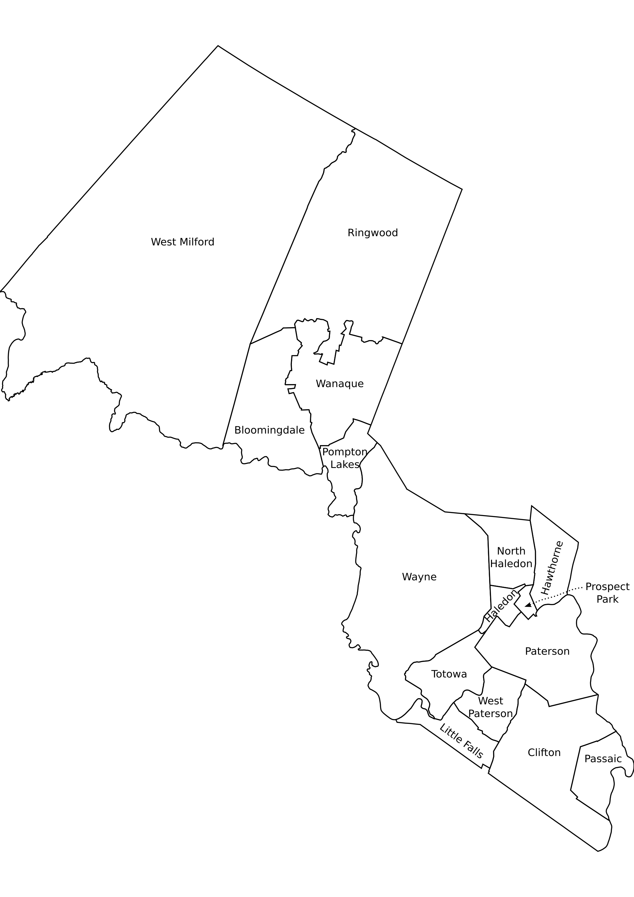 passaic county maps File Passaic County Nj Municipalities Labeled Png Wikimedia Commons passaic county maps