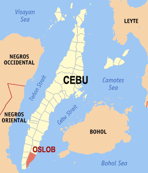 Bản đồ Cebu với vị trí của Oslob