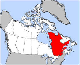 Квебек на карте Канады