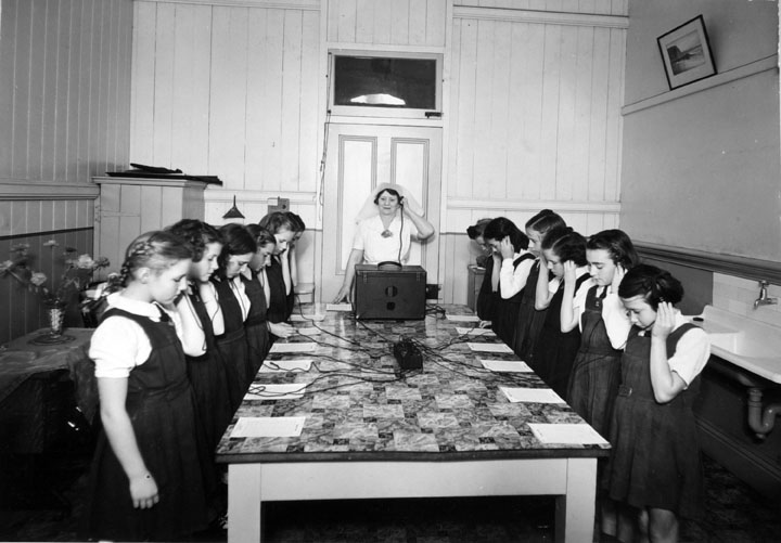 File:Queensland State Archives 2829 Hearing testing with the School Health Services October 1946.png