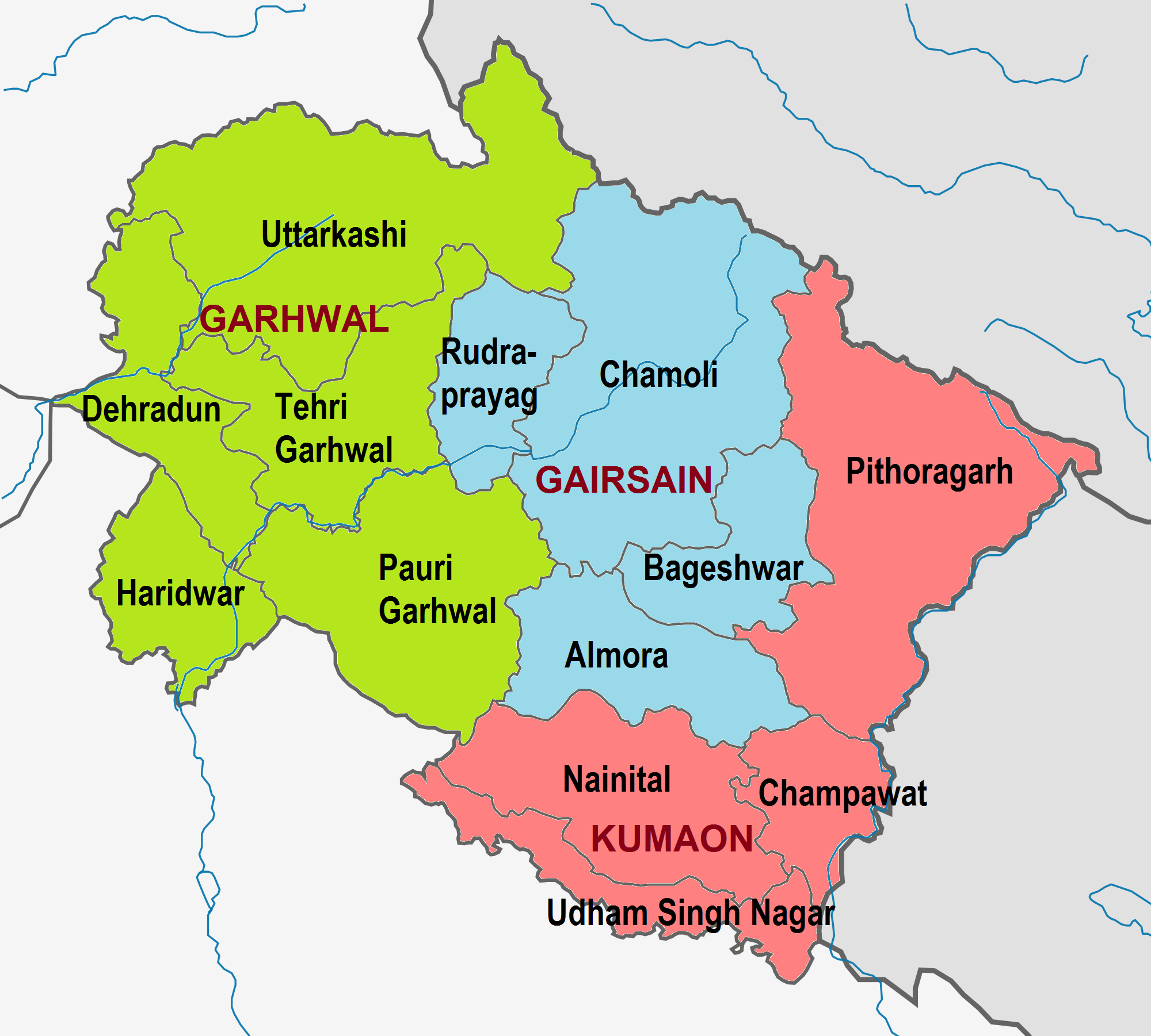 File:Uttarakhand Divisions Map.png - Wikimedia Commons