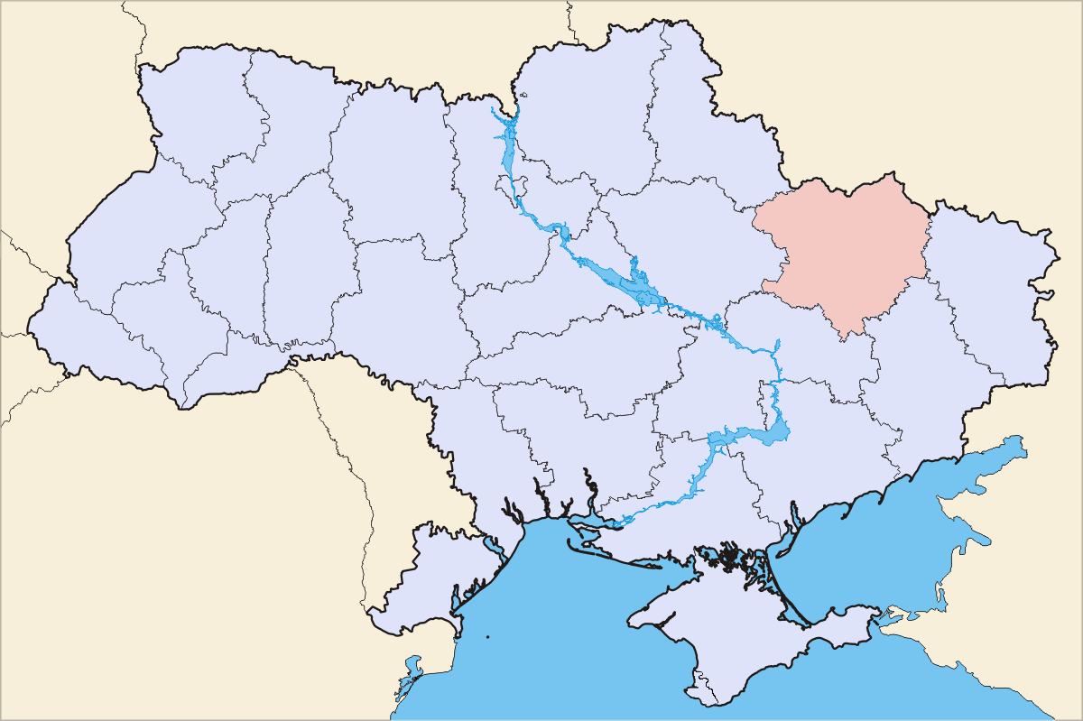 This is a Creative Commons image with the title File:Map of Ukraine political simple Oblast Charkiw