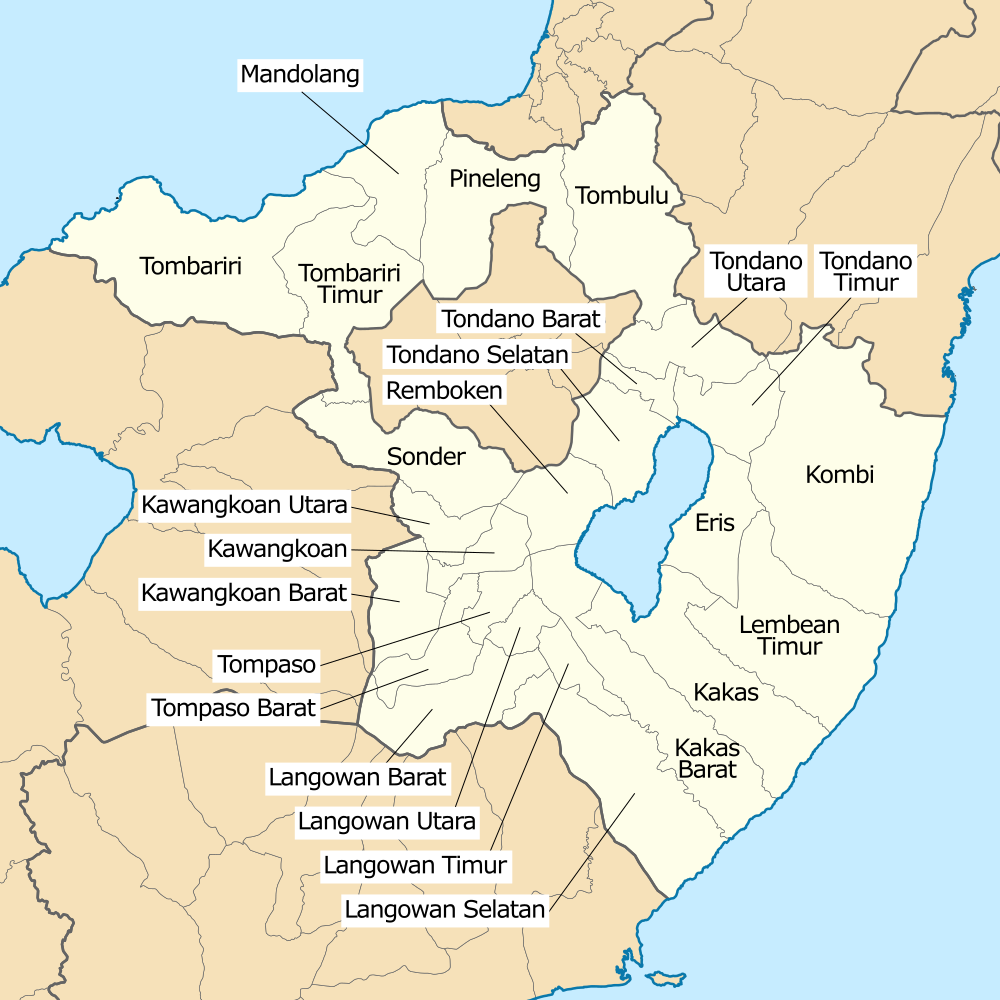 Daftar kecamatan dan kelurahan di Kabupaten Minahasa  