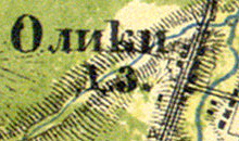 El pueblo de Oliki en un mapa de 1860