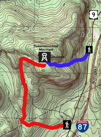 Map of Poke-O-Moonshine, showing trails to summit. Poke-O-Moonshine USGS map.png