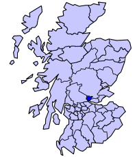 Map of Scotland showing Clackmannan district (1975 to 1996