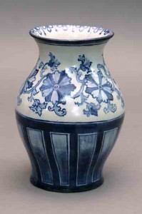 Susan Stuart Frackelton, oval shaped vase, circa 1894–1906, Milwaukee County Historical Society