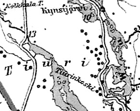 Деревня Тиури на финской карте 1923 года