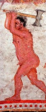 Detail of the main fresco of the Aleksandrovo kurgan. The figure is identified with Zalmoxis.[231][232]