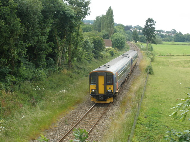 File:Barnstaple train, passes Cowley - geograph.org.uk - 1366928.jpg