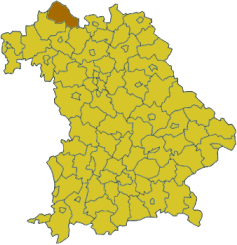 Rhön-Grabfelds läge i Bayern