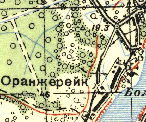 План деревни Оранжерейка. 1939 год