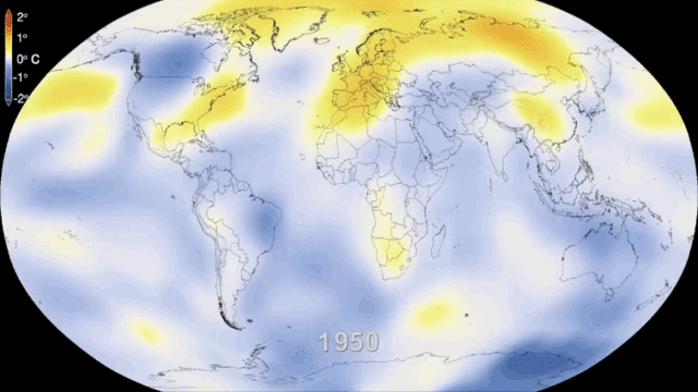 Global temperatures from 1950 through 2013