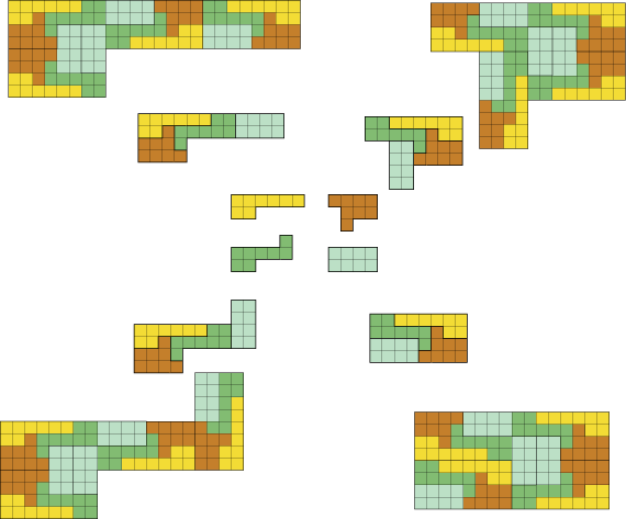 Figure 5:   A setiset of order 4 using octominoes. Two stages of inflation are shown. A setiset of order 4 showing two stages of inflation.png