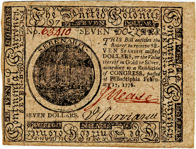 File:Continental Currency $7 banknote obverse (February 17, 1776).jpg