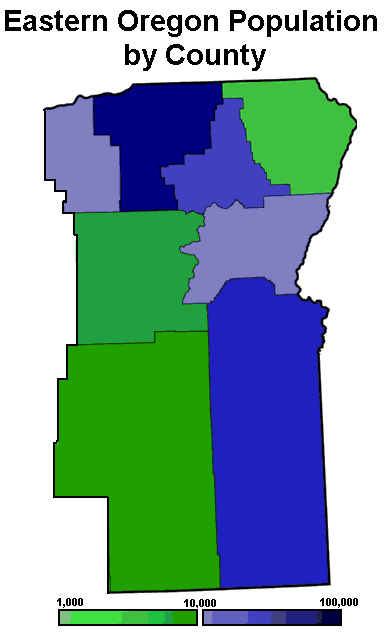 Eastern Oregon population according to the 8 county definition.