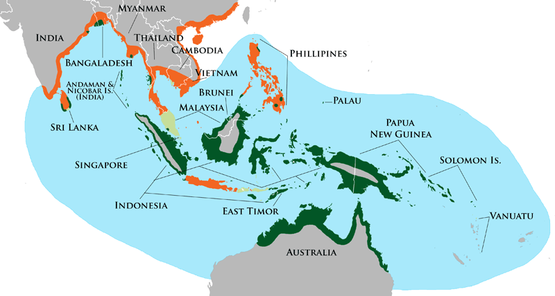 saltwater crocodile habitat map