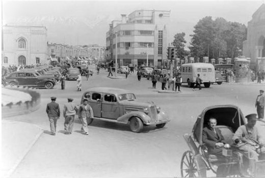 Jalili Square (Khaiyam) street in Tehran in 1930