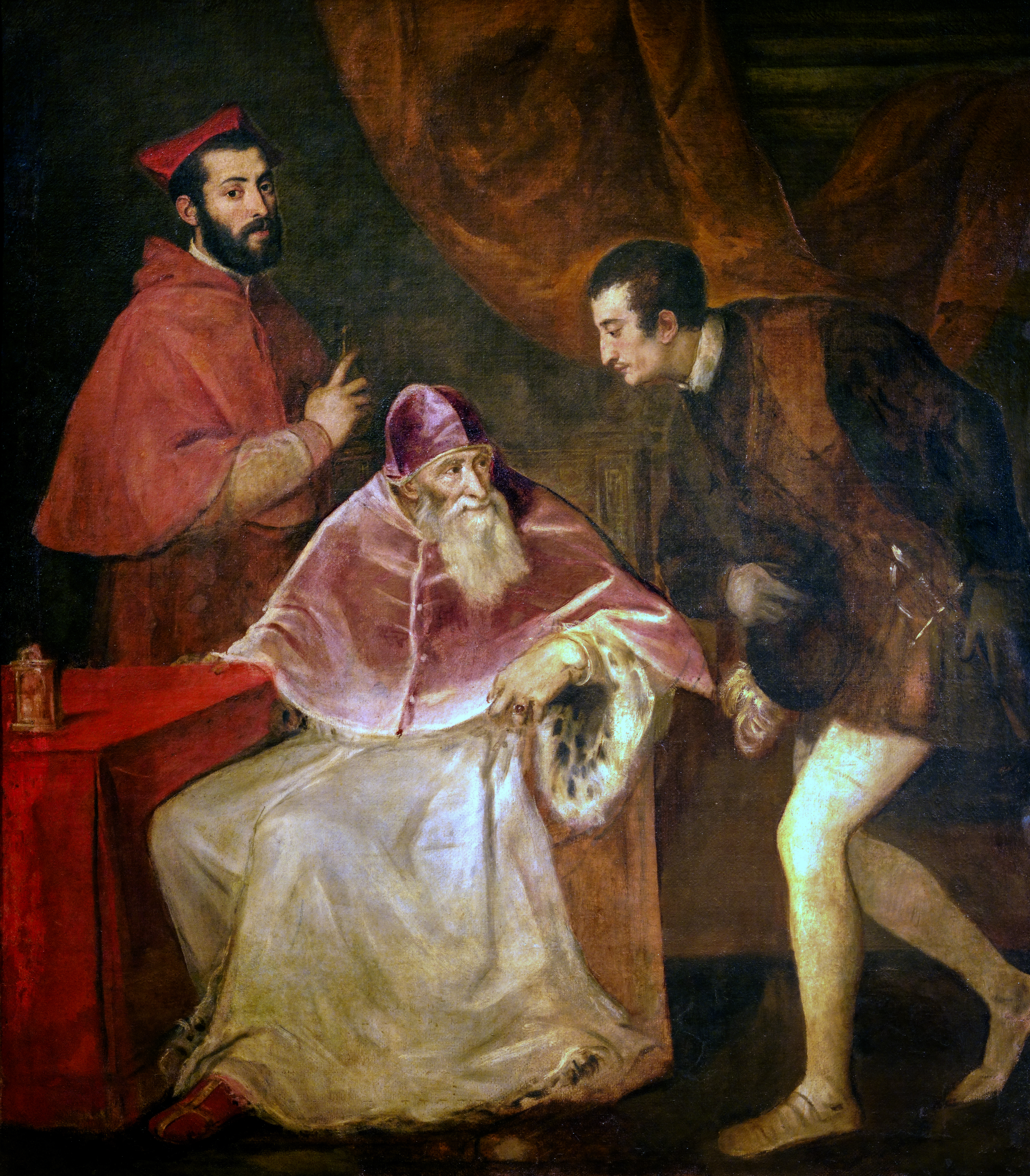 Папа Павел третий с Алессандро и Оттавио Фарнезе