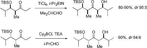 Reacción aldólica con estereocontrol basado en enolato