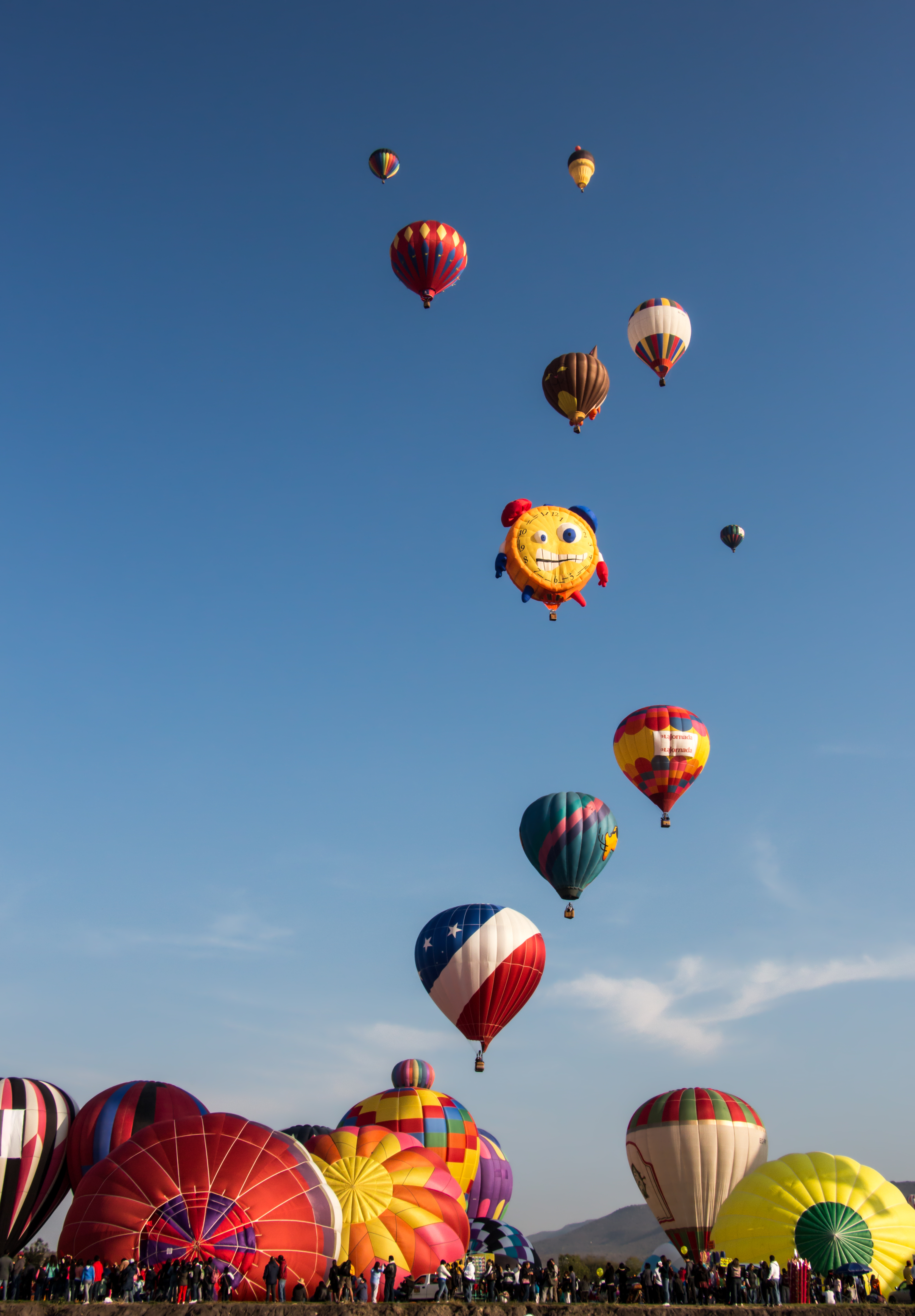 Colorful hot air balloons ascending into the sky