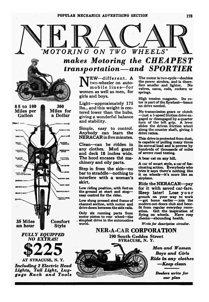 * Ner-a-Car * Neracar_Ad_in_Popular_Mechanics_in_July_1922