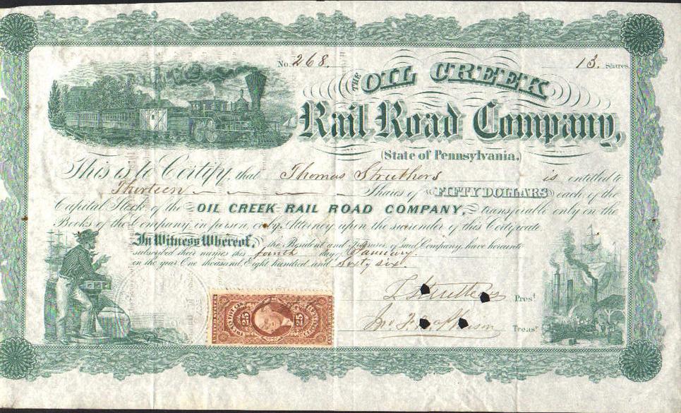 1800's Salem Rail Road Stock Certificate 