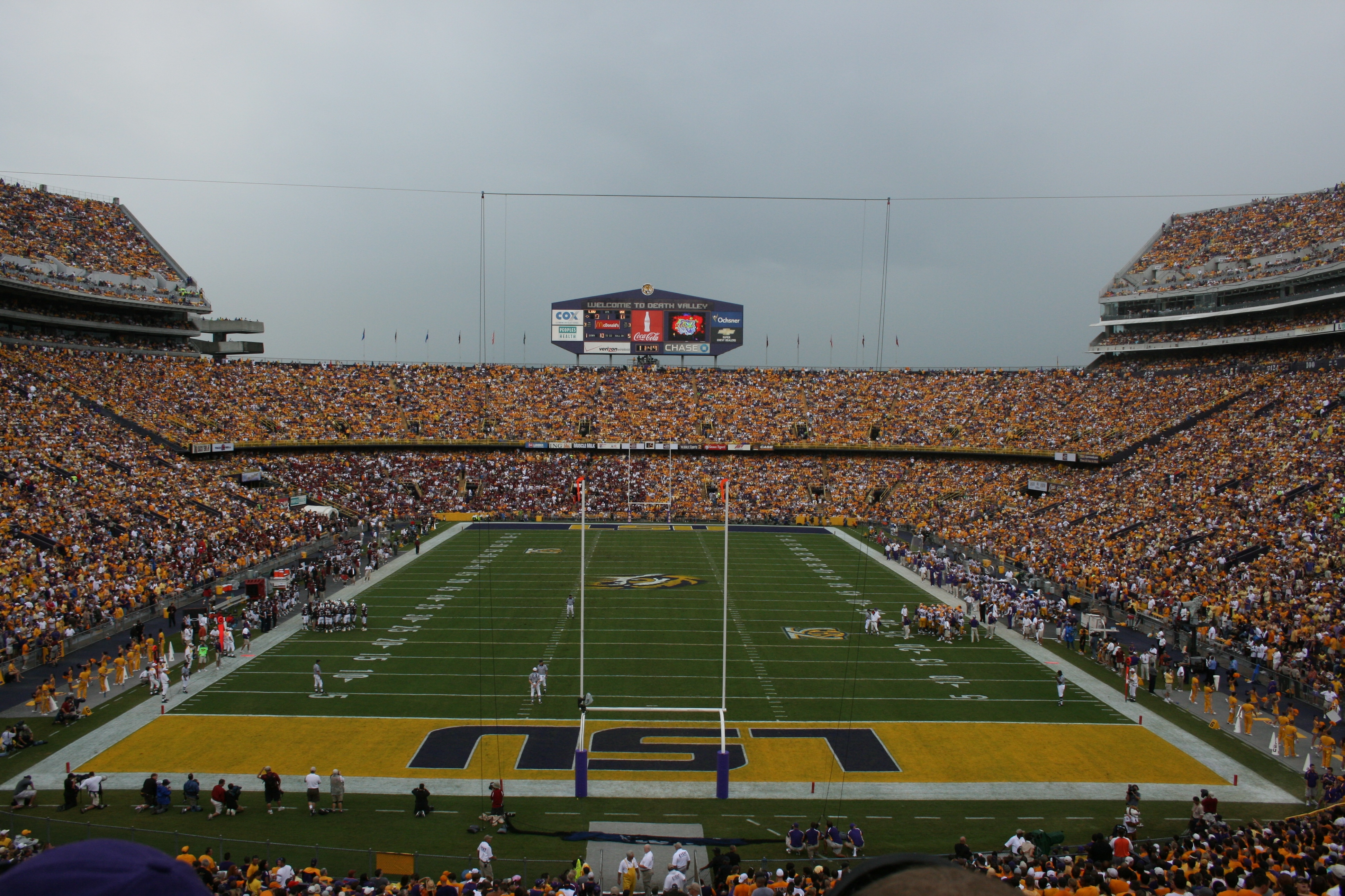 The LSU Tigersenter the field before their home crowd before the Div. 1  NCAA football game between the LSU Tigers and the Florida Gators at Tiger  Stadium in Baton Rouge, La. LSU