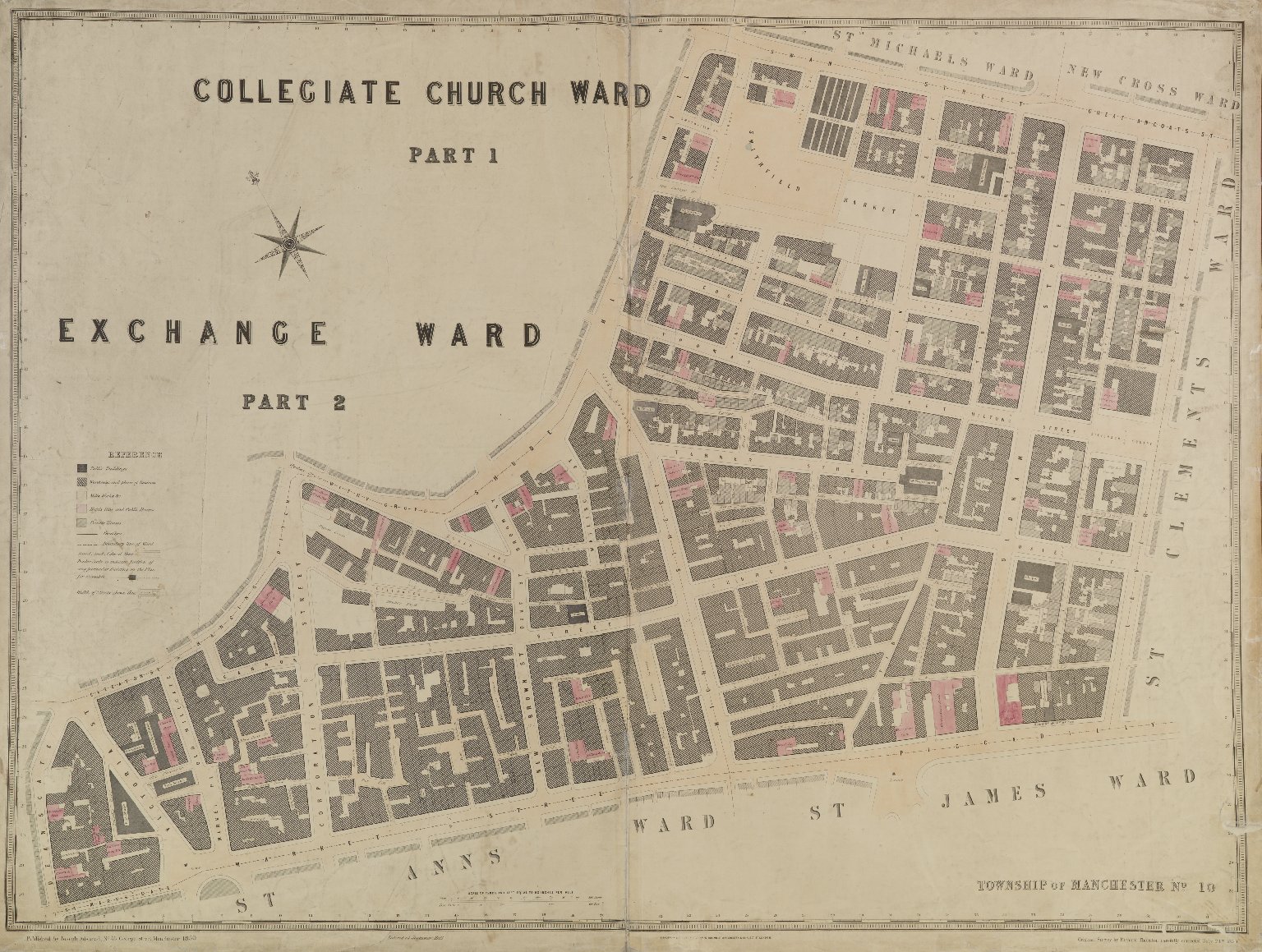 Exchange Ward, Manchester, from Joseph Adshead's ''Twenty-Four Illustrated Maps of the Township of Manchester'' (1851)