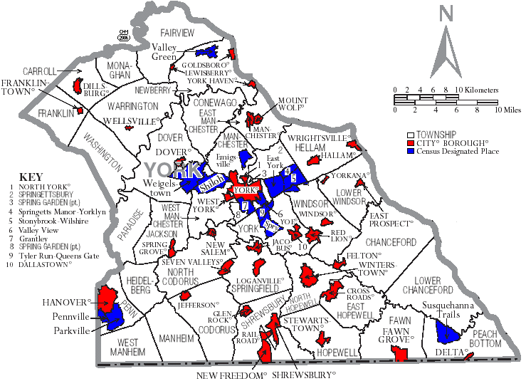 File:Map of York County Pennsylvania With Municipal and Township Labels.png