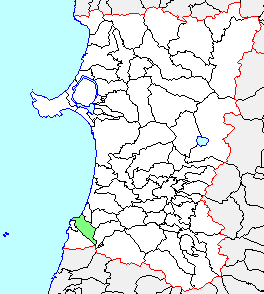 仁賀保町、県内位置図